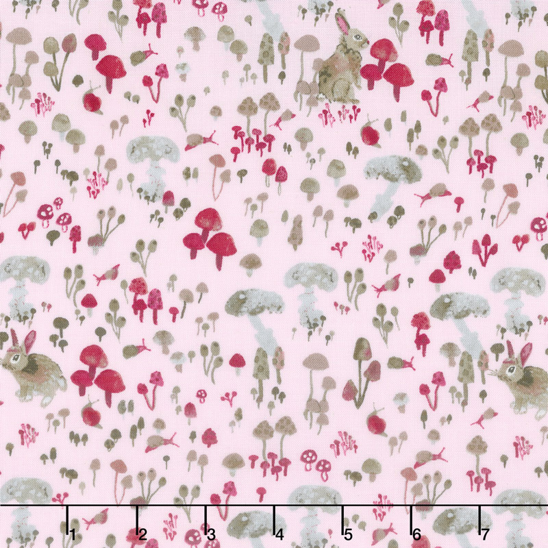 Enchanted Forest - Mushroom Hideaway Pale Pink Yardage