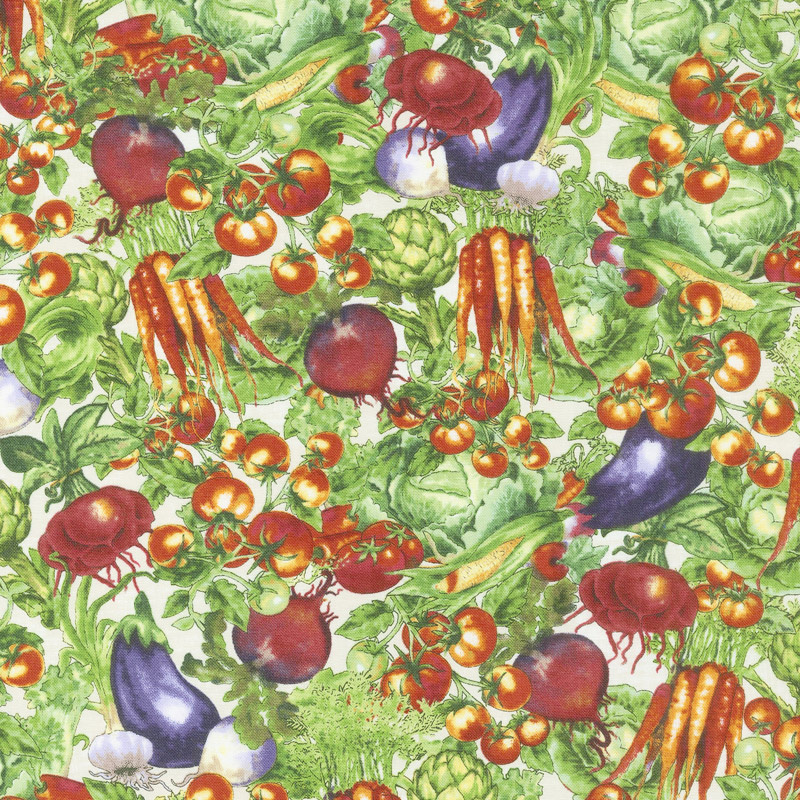 Farmer's Market - Small Veggies Cream Yardage