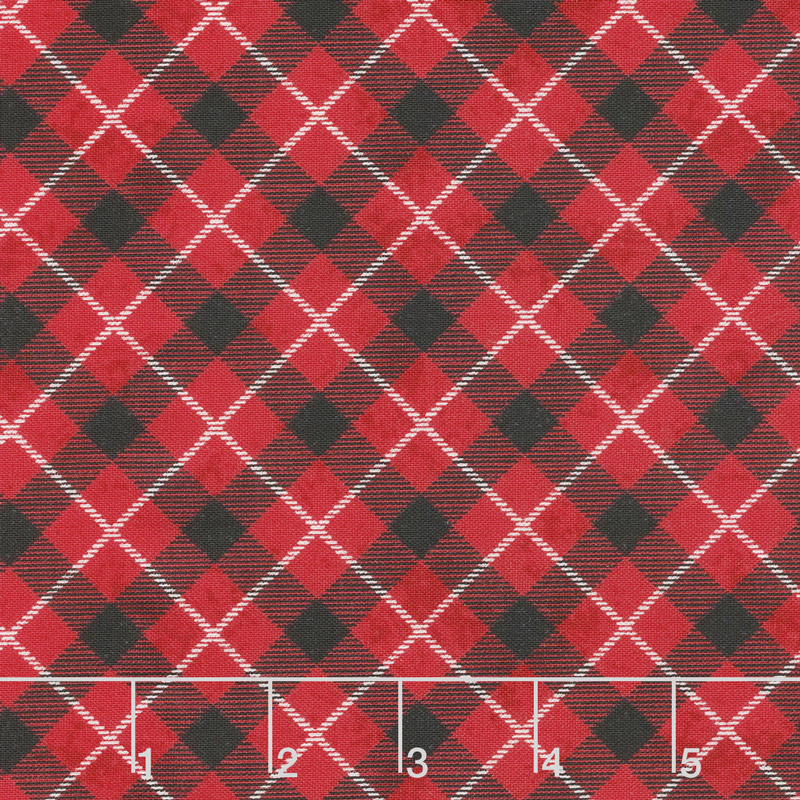 Woodland Friends - Check Red Yardage