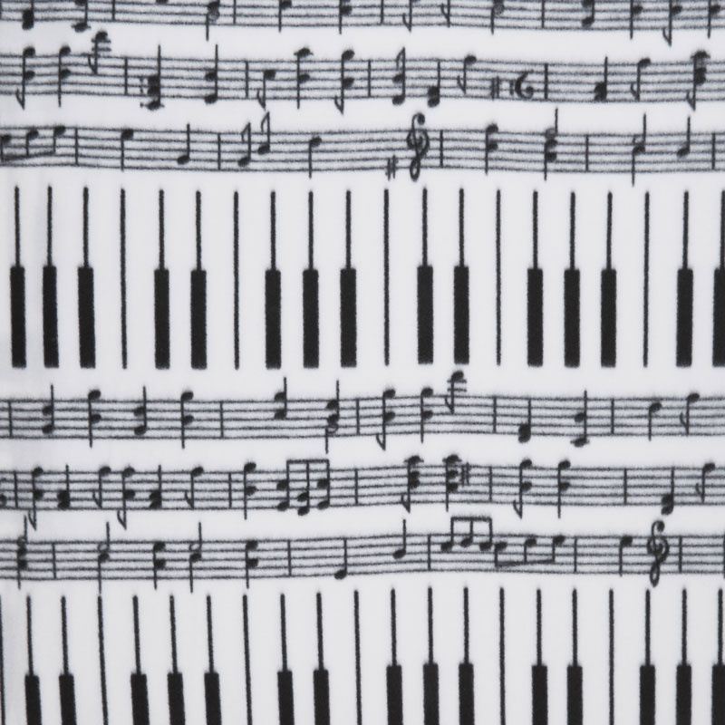 Winterfleece Prints Conversational - Piano Keys White Fleece Yardage
