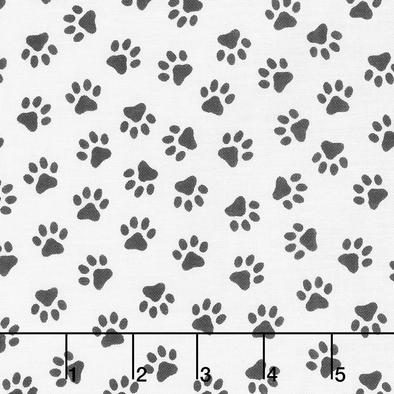 Somebody to Love - Paw Print White Yardage