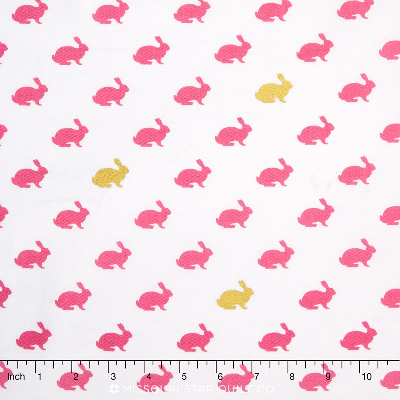Wonderland - Rabbit White with Gold Sparkle Metallic Yardage