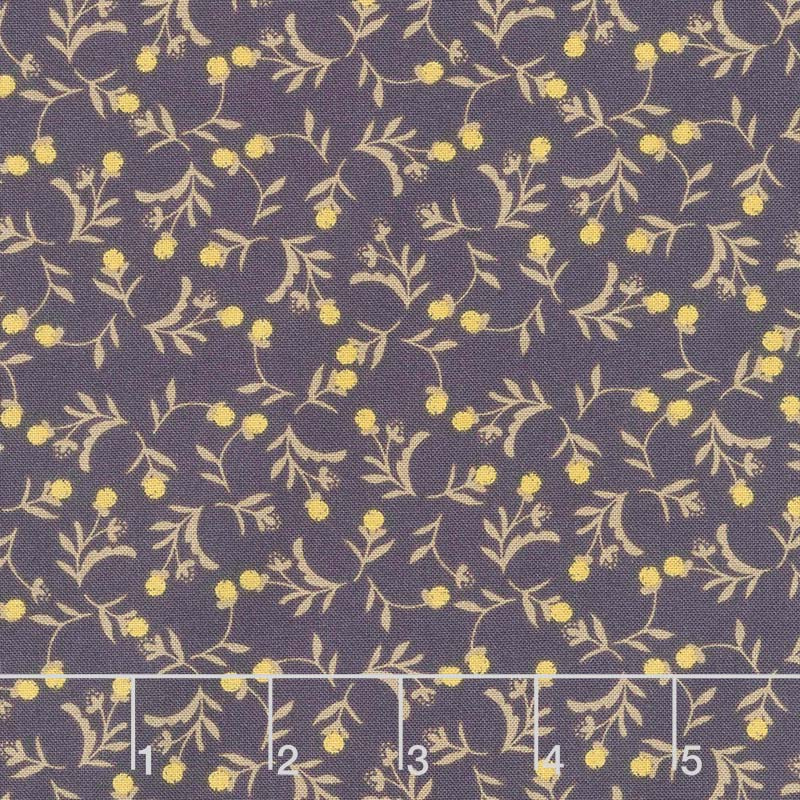 Tell the Bees - Dandelion Ditsy Aubergine Yardage
