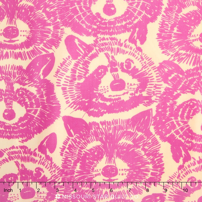 Nicole's Prints - Rocky Raccon Pink Yardage