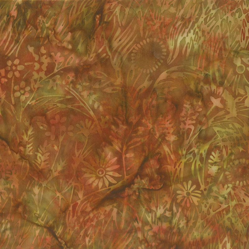Brandywine Batiks - Wildflowers Paprika Yardage