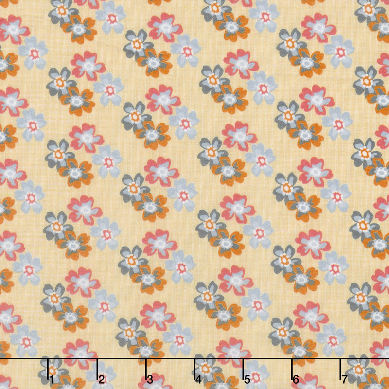 Floral Hues - Bouquet Yellow Cotton Lawn Yardage
