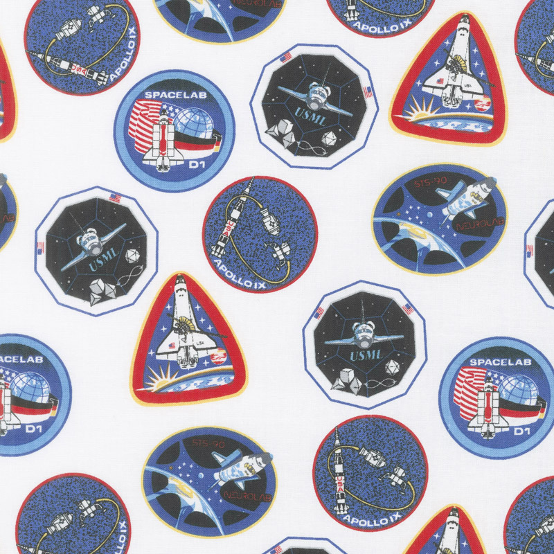 Out of this World with NASA - Nasa Patches White Yardage