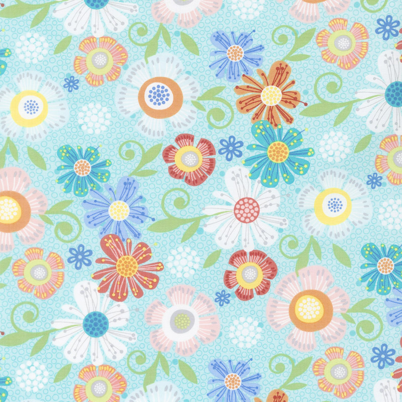 Home Grown - Floral Aqua Yardage