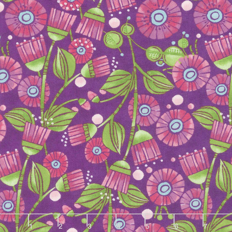 Sweet Pea & Lily - Aster Flowers Plum Yardage