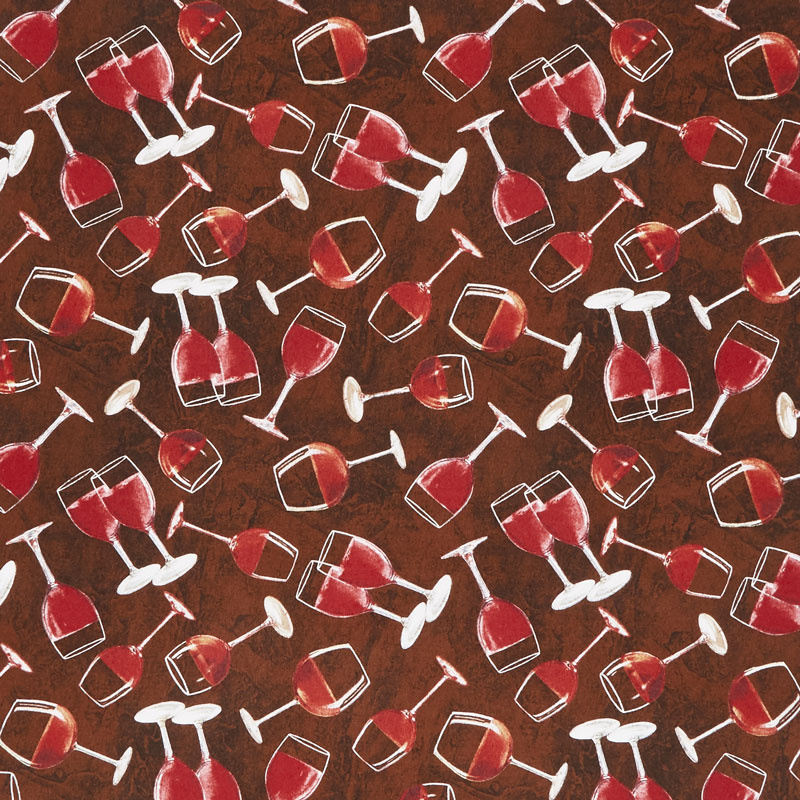 Tuscan Delight - Tossed Wine Glasses Brown Yardage