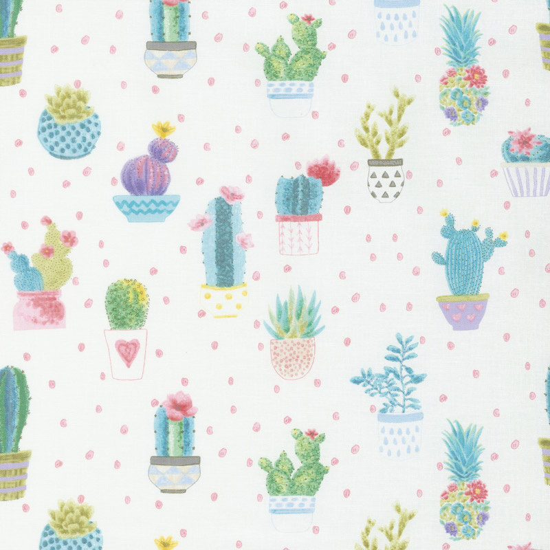 Sun N' Soil - Mini Cactus with Dot Ivory Yardage
