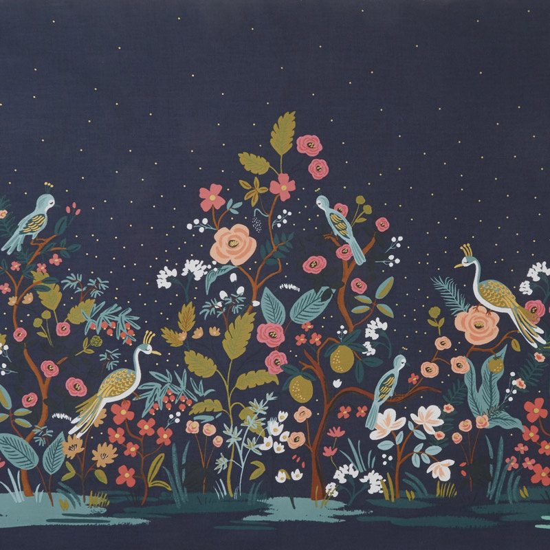 English Garden - Growing Garden Navy Metallic Yardage
