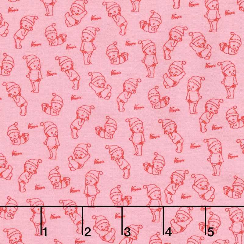 Kewpie Christmas - Christmas Tonal Pink Yardage
