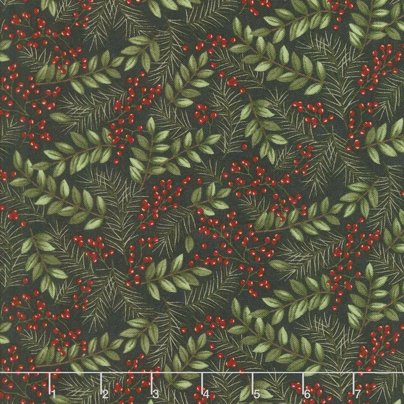 Winter Manor - Winter Greens Ebony Yardage