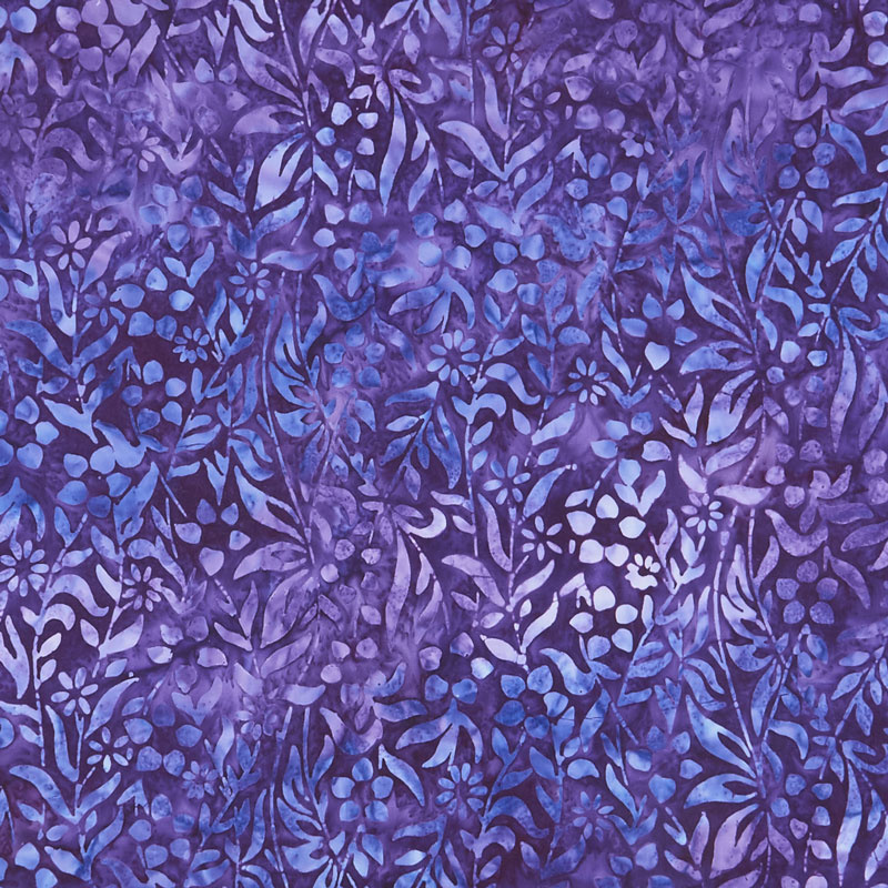 Artisan Batiks - Butterfly Blooms Leaves Purple Yardage