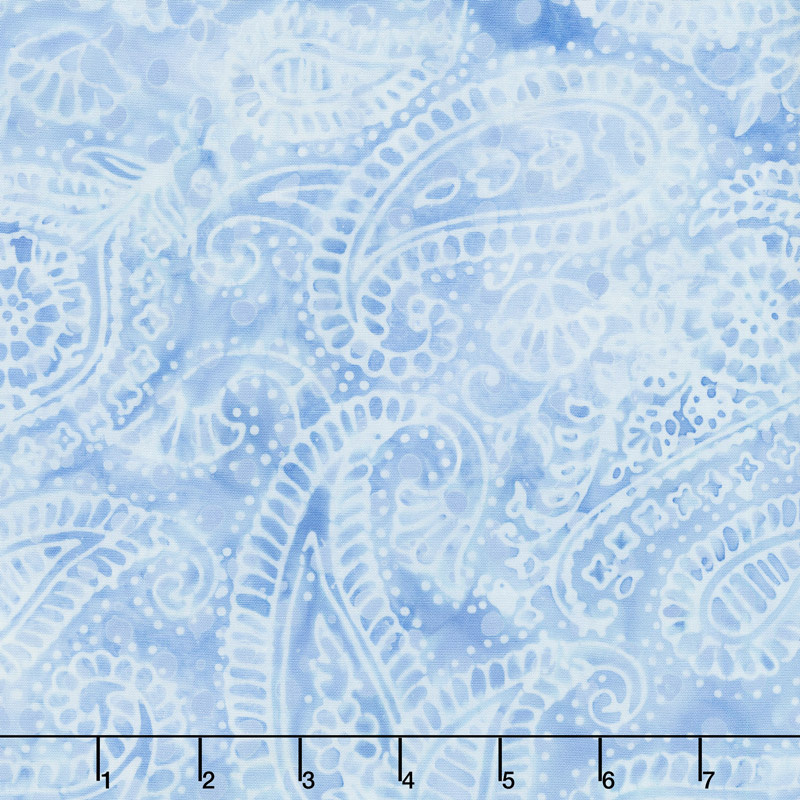 French Blue Batiks - Paisley Outline Sky Yardage