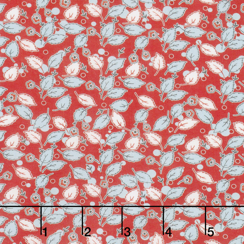 Floral Hues - Leaves Red Cotton Lawn Yardage