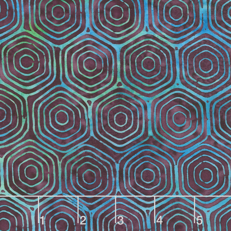 Neptune's Friends Batiks - Hexagon Blackberry Yardage