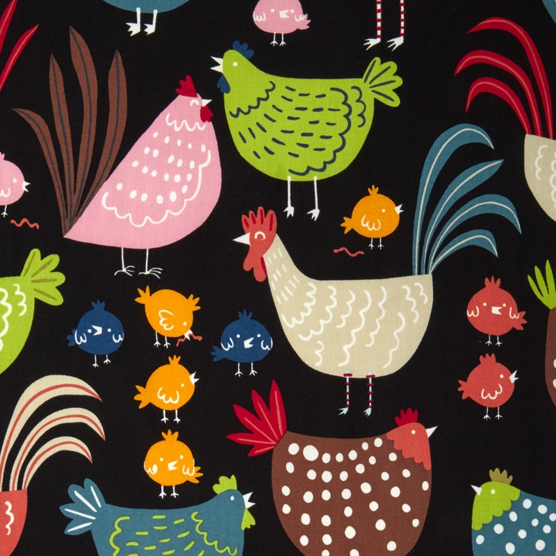 In the Kitchen - Cluck! Cluck! Black Yardage