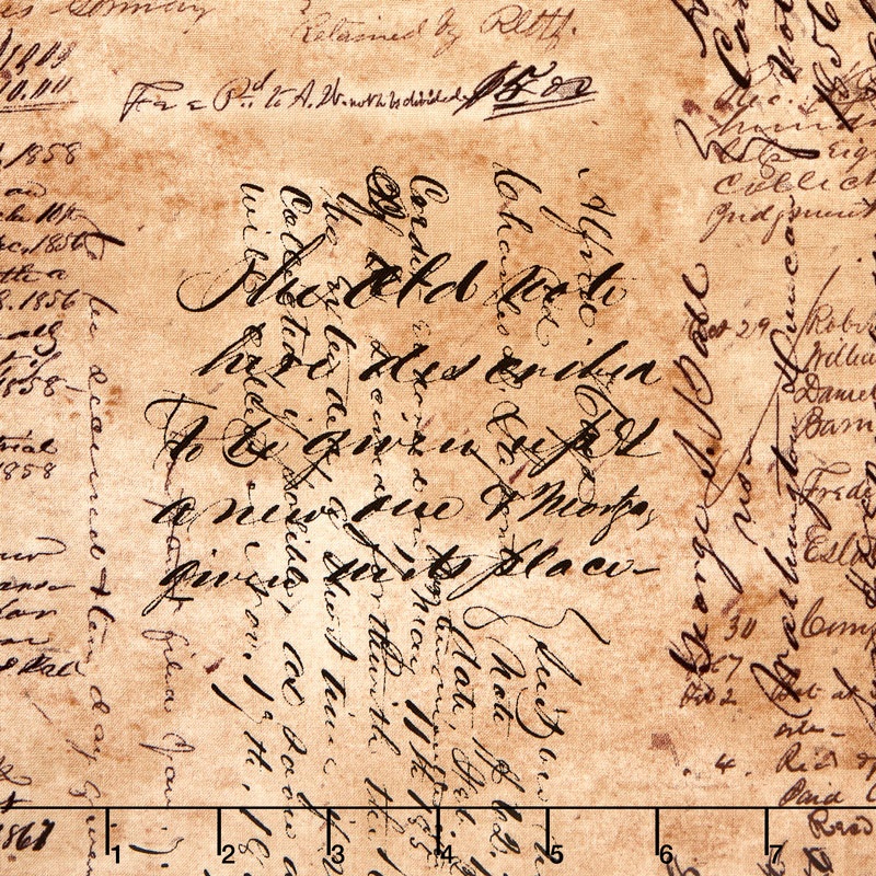 Eclectic Elements - Dapper Script Neutral Yardage