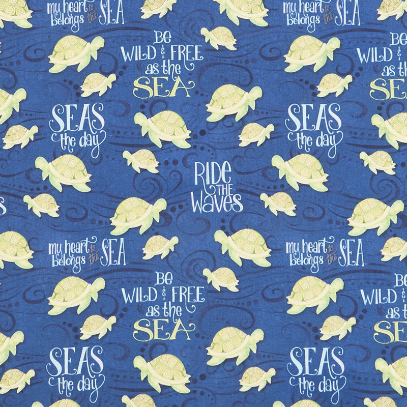 Water Wishes - Sea Turtles Navy Yardage