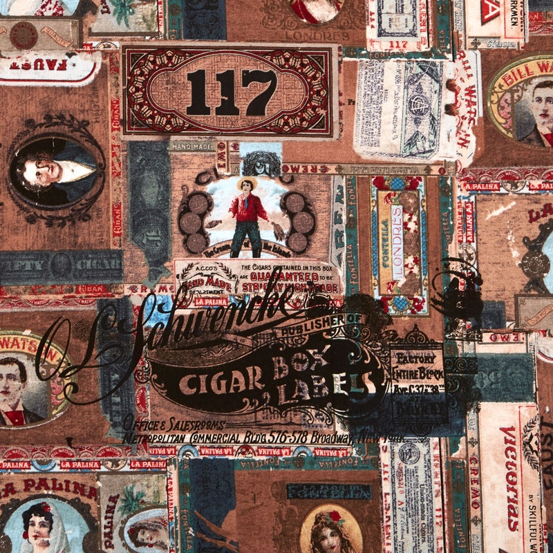 Eclectic Element - Dapper Cigar Box Labels Multi Yardage