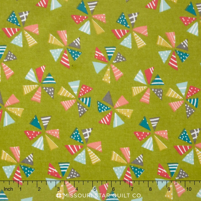 Mixed Bag 2017 - Pinwheels Grass Flannel Yardage