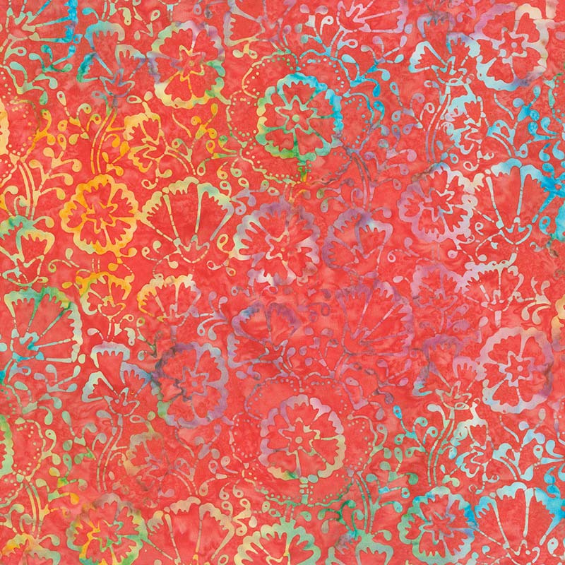 Tonga Batiks - Jump Scarlet Spring Floral Yardage