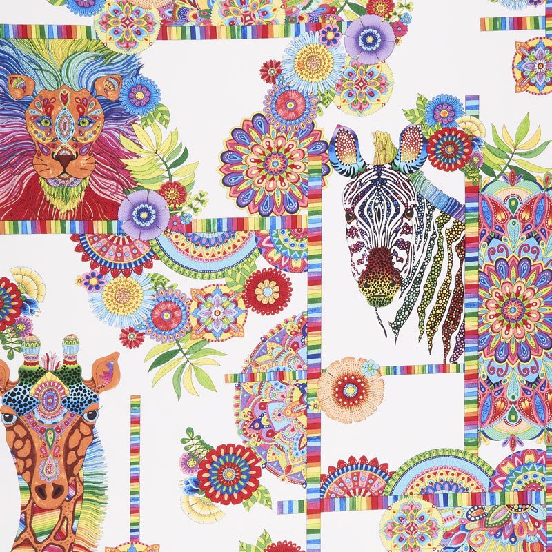 Safari, So Goodie - Animals and Medallions White Yardage
