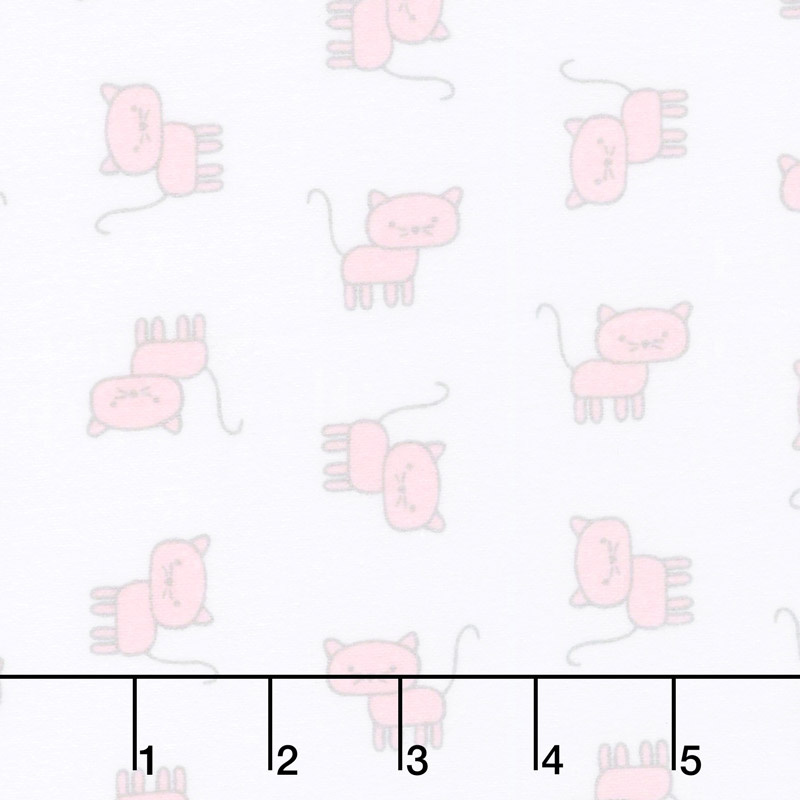 Penned Pals Flannel - Pink Colorstory Cats Baby Pink Yardage