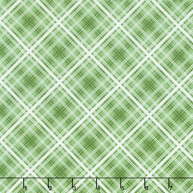 Hi - de - Ho! - Diagonal Plaid Green Yardage