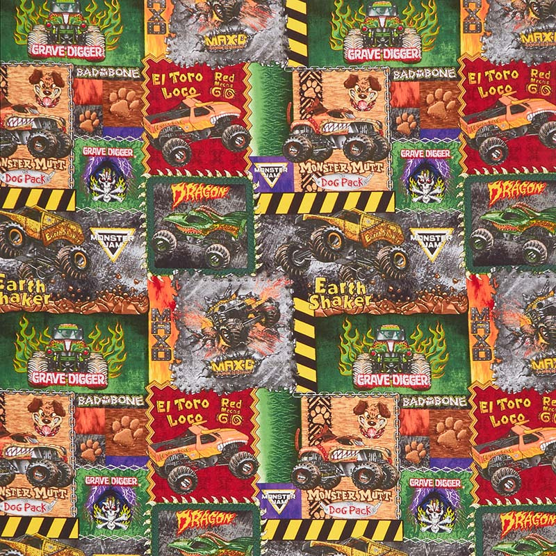 Monster Jam Monster Truck Patch Multi Yardage Sykel Enterpris...