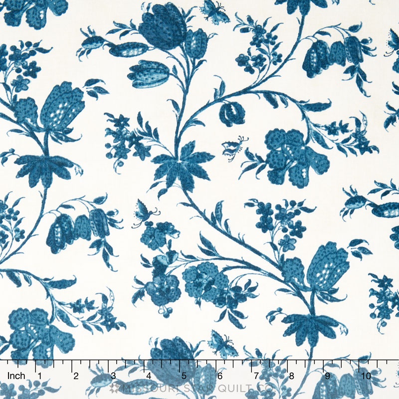 Hamilton - From Eliza Hamilton's Era c. 1770-1790 Main Floral Blue Yardage