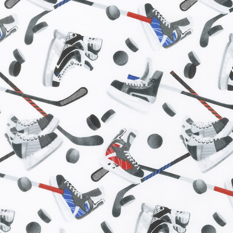 All Star Hockey - Skate and Stick Toss White Multi Yardage