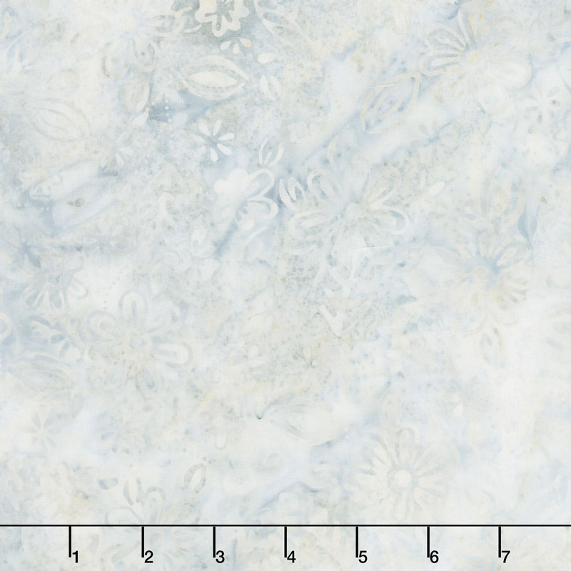 Queen Bee Batiks - Small Floral Light Gray Yardage