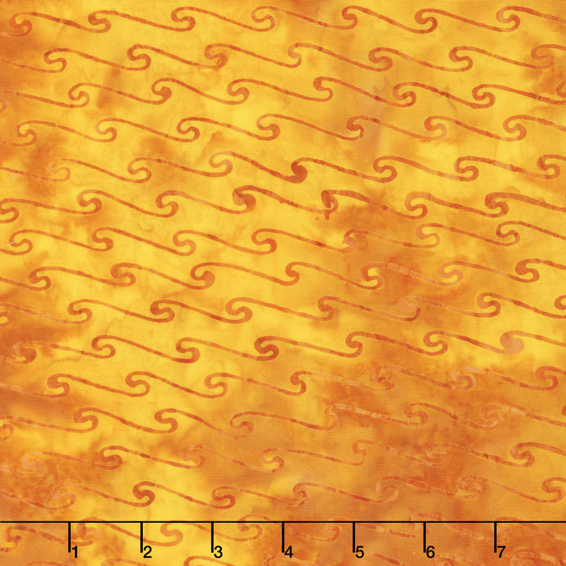 Ocean Odyssey Batiks - Scroll Wave Citrine Yardage