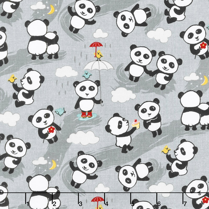 Panda Love - Toss Gray Yardage