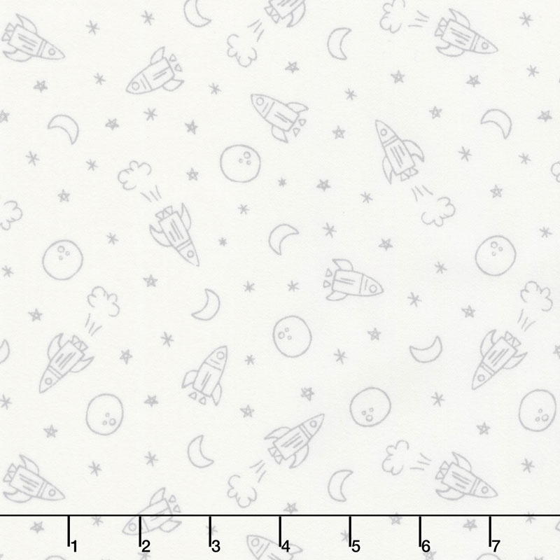 Soft & Sweet - Grey & Yellow Blast Off Cream Flannel Yardage
