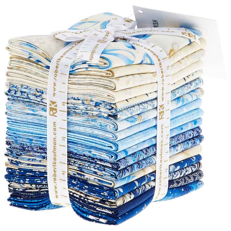 Holiday Flourish 10 Blue Metallic Fat Quarter Bundle