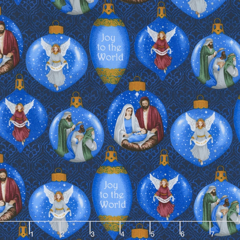 Silent Night - Ornaments Blue Yardage