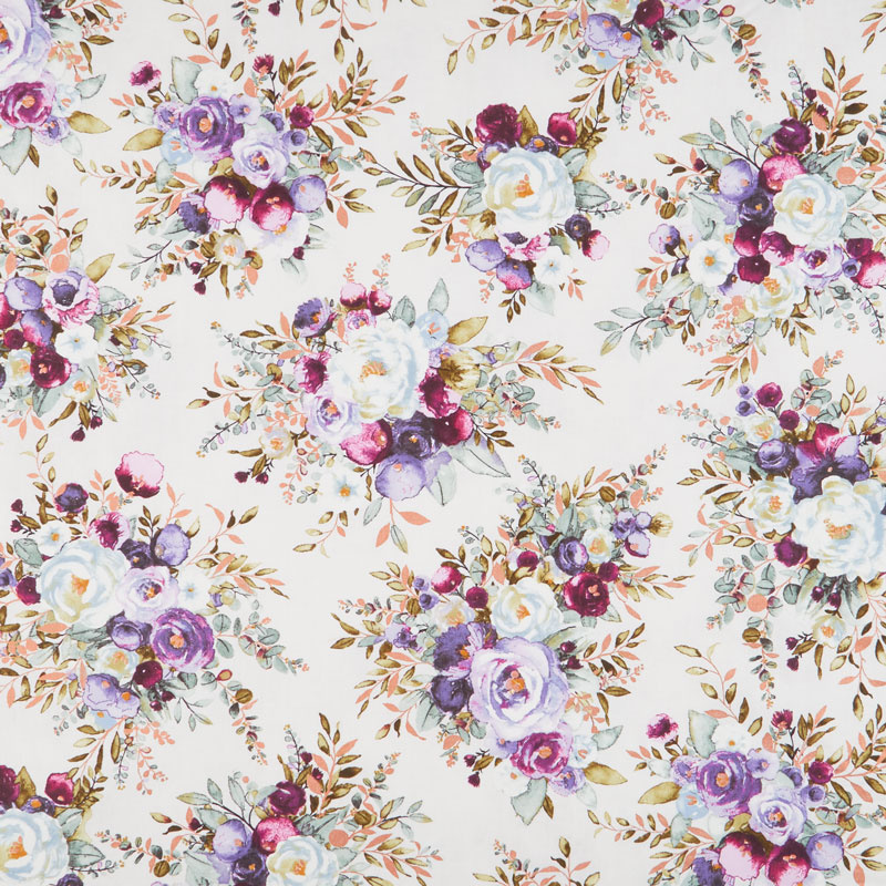 Lilac & Sage - Bouquet Silver Copper Pearl Metallic Yardage