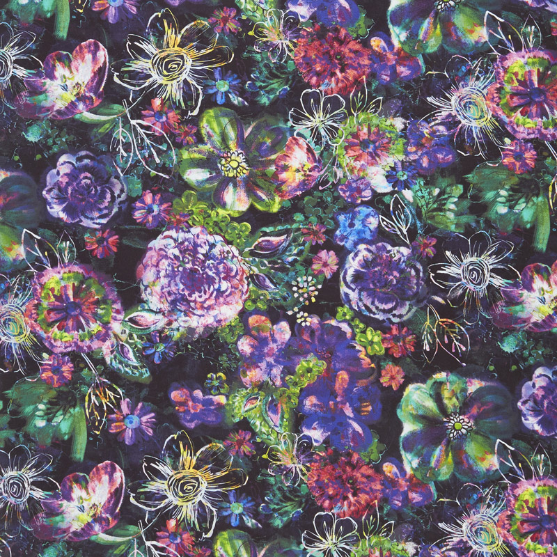 Fiorella - Floral Eclipse Midnight Digitally Printed Yardage