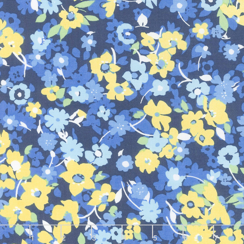 Only You - Packed Floral Blue Yardage