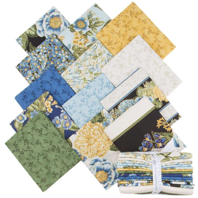 Avery Hill Blue Metallic Fat Quarter Bundle