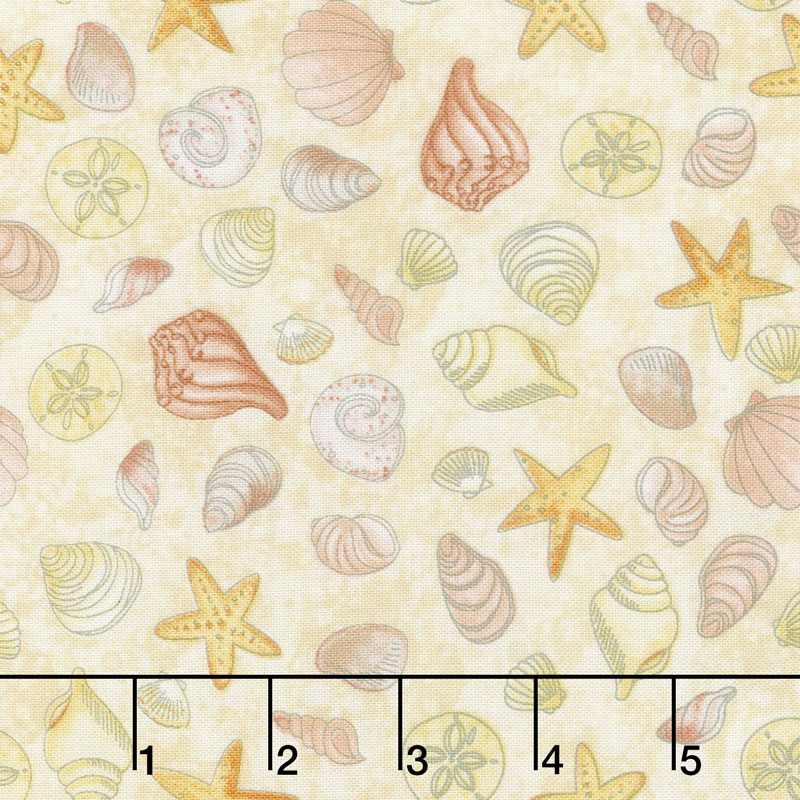 Water Wishes - Seashells Sand Coral Yardage