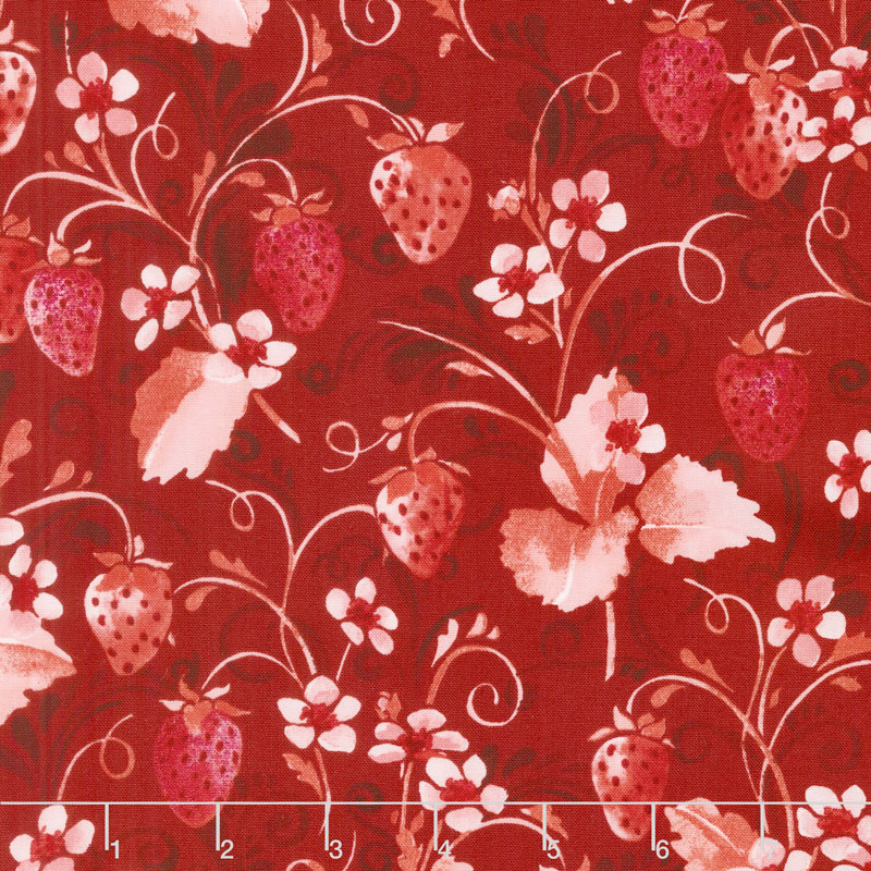 Sugar Berry - Strawberry Pie Radiant Scarlet with Red Glitter Yardage