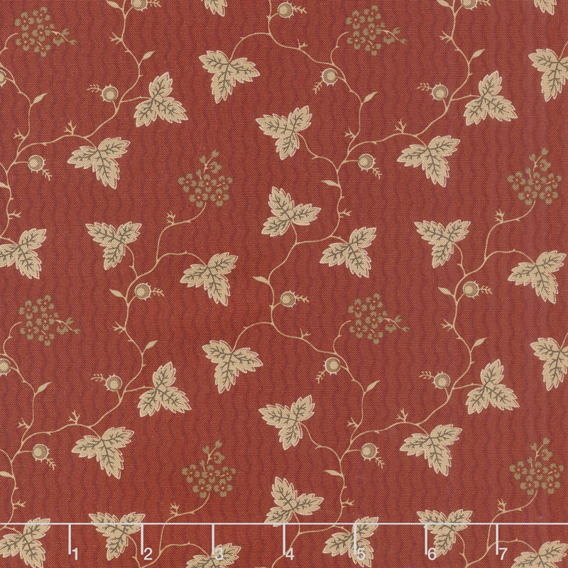 Shelbyville - Leaf & Daisy Brick Red Yardage