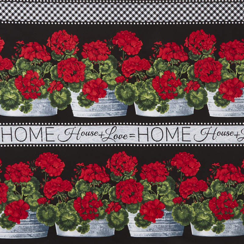 Front Porch - Geranium Main Black Yardage