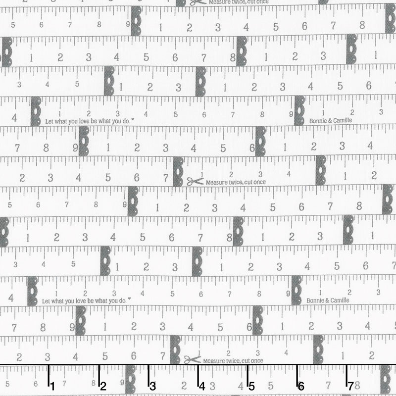 Little Snippets - Measure Twice Charcoal Cream Yardage