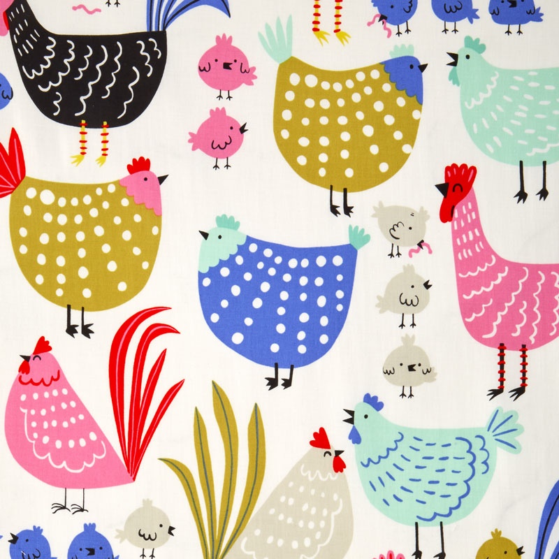 In the Kitchen - Cluck! Cluck! White Yardage
